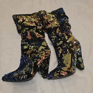 Multi Color Sequin Boots